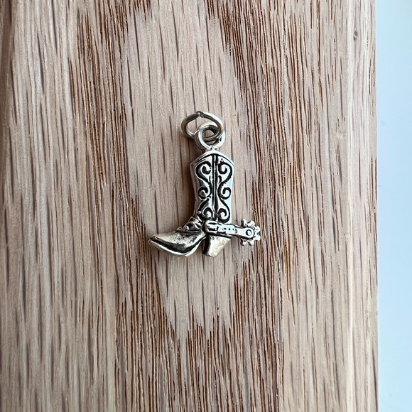 Cowboy Boot Vintage Sterling Silver Charm NOS Western Boot - Picture 6 of 8